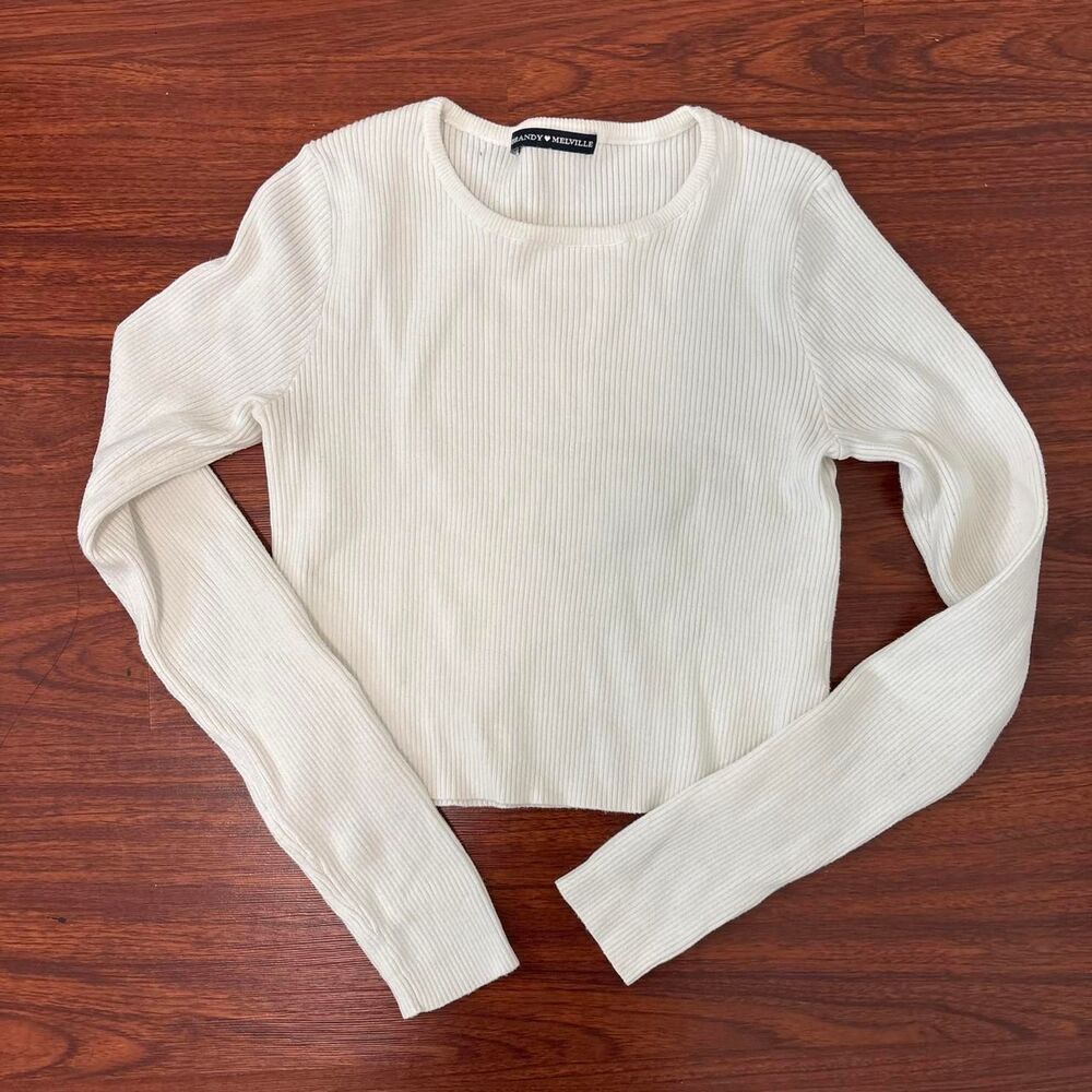 Brandy-melville Women's White and Cream Crop-top
